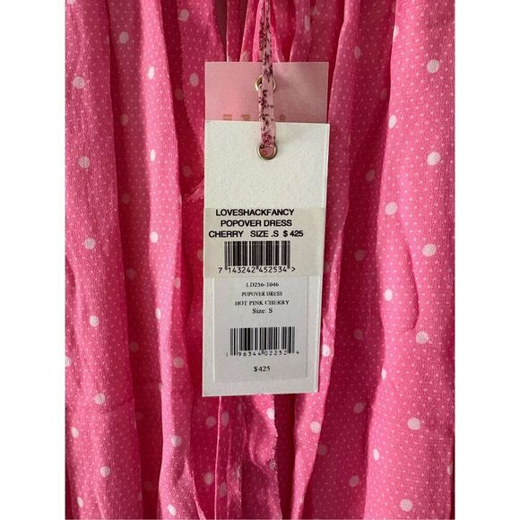 NWT LoveShackFancy Popover Dress in Hot Pink Cherry Size Small $495 MSRP - Picture 10 of 11